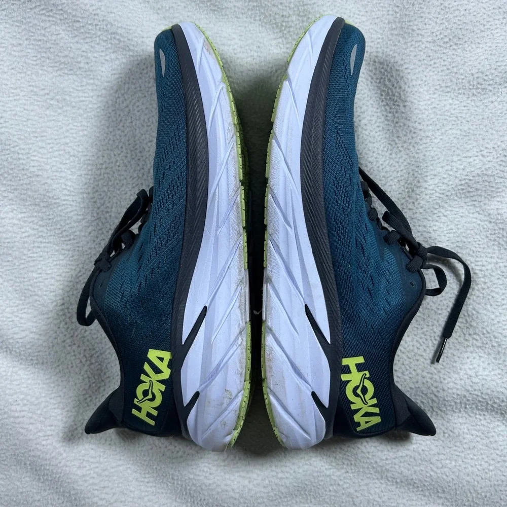 Hoka Clifton 8 Running Shoes Mens 10 Deep Teal Lime Green 1119393 BCBT
